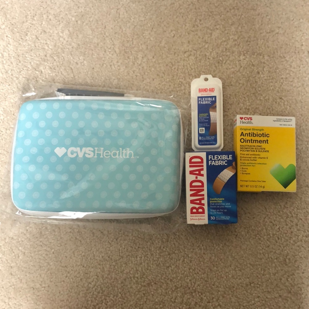 First Aid Kit Bundle: case, Band-Aids and antibiotic ointment